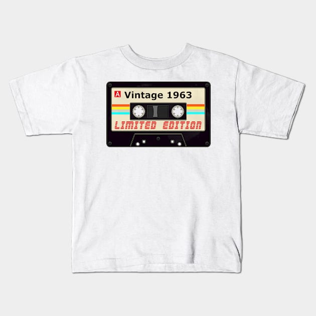 Vintage 1963 Limited Edition Tee Retro Cassette Tape Kids T-Shirt by jonathanptk